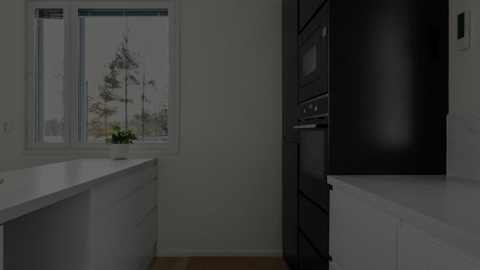 kitchen with smart thermostat